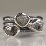 Bague vintage en verre gris argenté