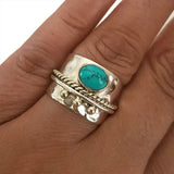 Bague large bande turquoise