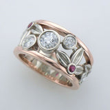 Bague vintage fleur zircone argent rose