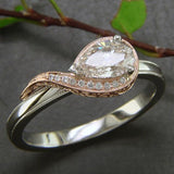 Bague vintage en argent avec cristal en forme de goutte