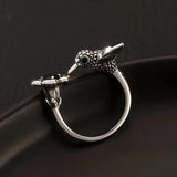 Bague colibri et fleur – Bague oiseau ouverte ajustable pour femme
