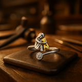 Bague chien en argent sterling 925 avec zircone – ajustable et faite à la main