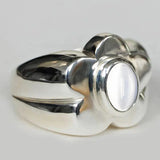 Bague vintage en argent avec fleur et perle