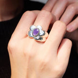 Bague vintage fleur améthyste