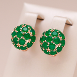 Petites Boucles d'oreilles en Or avec Cristal Vert