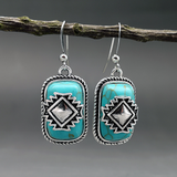 Boucles d'oreilles ethniques en argent plaqué avec pierres turquoise