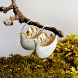 Boucles d'oreilles panier florales plaquées or en argent