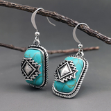Boucles d'oreilles ethniques en argent plaqué avec pierres turquoise