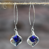 Boucles d'oreilles en pierre bleue et argent