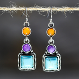 Boucles d'oreilles pendantes vintage en pierre naturelle