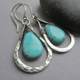 Boucles d'oreilles en argent avec pierres turquoise naturelles