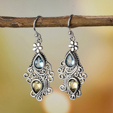 Boucles d'oreilles vintage en cristal et pierres précieuses
