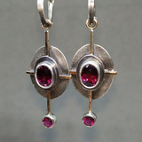 Boucles d'oreilles bohèmes avec cristal grenat en argent sterling