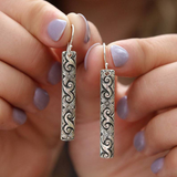 Boucles d'oreilles bohèmes rectangulaires en argent sterling