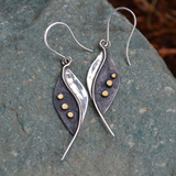 Boucles d'oreilles vintage en argent en forme de feuilles