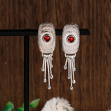 Boucles d'oreilles vintage méduse en cristal rouge