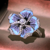 Bague vintage fleur bleue