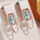 Boucles d'oreilles Elégantes avec Cristal Turquoise en Or et Argent