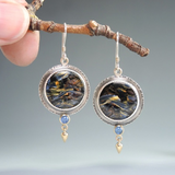 Boucles d'oreilles vintage en pierre noire