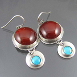 Boucles d'oreilles vintage en pierre rouge