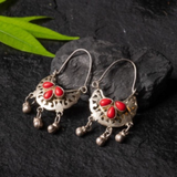 Boucles d'oreilles Vintage en Pierre Rouge