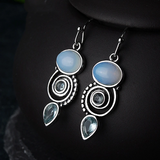 Boucles d'oreilles Vintage en Cristal et Pierre de Lune