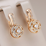 Elégantes boucles d’oreilles rondes en zircone en or