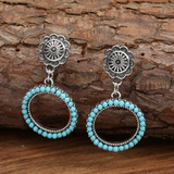 Boucles d'oreilles vintage circulaires en turquoise