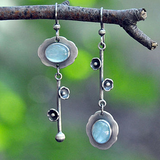 Boucles d'oreilles vintage en cristal bleu et argent