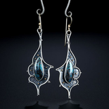 Boucles d'oreilles vintage bleu foncé argentées