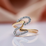 Bague Élégante Vagues Brillantes en Or