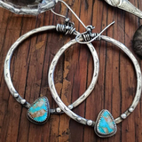 Boucles d'oreilles vintage circulaires en pierre turquoise