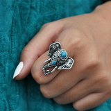 Bague vintage en argent avec éléphant