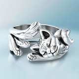Bague vintage ajustable Kitty en argent