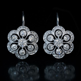 Boucles d'oreilles vintage en argent avec mandala en cristal