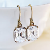 Boucles d'oreilles Vintage en Verre Blanc et Or
