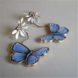 Boucles d'oreilles papillon bleu vintage