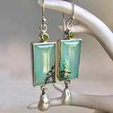 Boucles d'oreilles vintage pendantes en zircone et perles