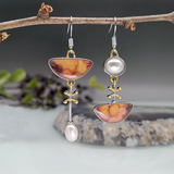 Boucles d'oreilles vintage en pierre orange naturelle