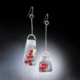 Boucles d'oreilles vintage en argent avec pierres rouges