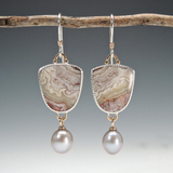 Boucles d'oreilles vintage en pierre naturelle et perles