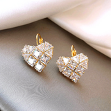 Boucles d'oreilles élégantes en cristal en forme de cœur