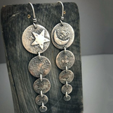 Boucles d'oreilles vintage argent lune et étoile
