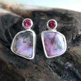 Boucles d'oreilles vintage en zircone rouge pourpre