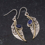 Boucles d'oreilles vintage en cristal bleu en forme de feuille