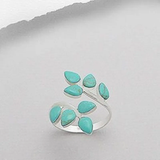 Bague vintage feuille turquoise