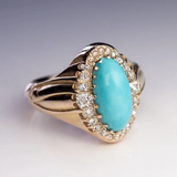 Bague vintage opale bleue