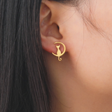 Boucles d'oreilles vintage chat doré et lune