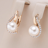 Boucles d'oreilles élégantes en zircone et perles