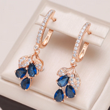 Boucles d'oreilles élégantes en cristal bleu